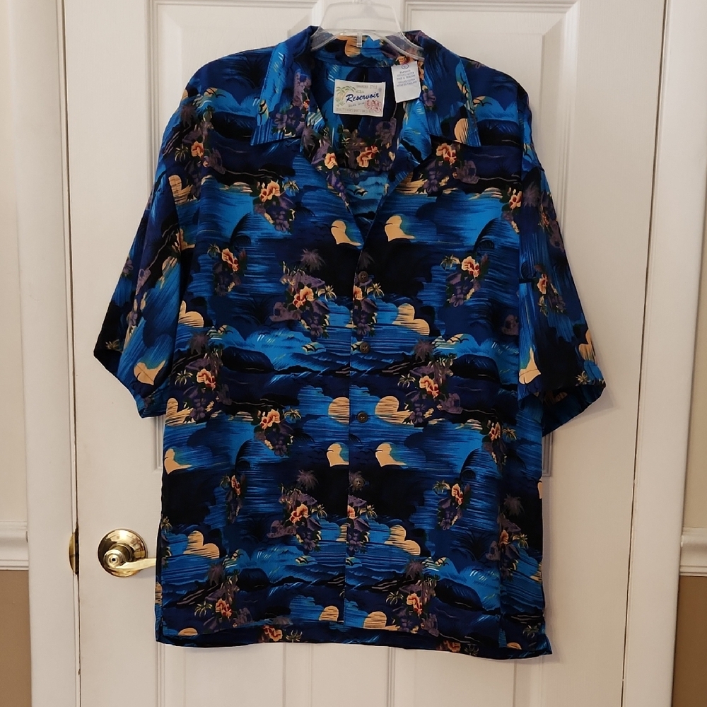 Reservoir Hawaiian Style Men's Vintage Oceanic Floral Shirt EUC Size Large